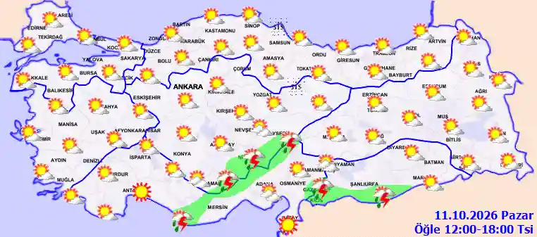Hava durumu 11 Ekim 2026 Pazar günü hava nasıl olacak?