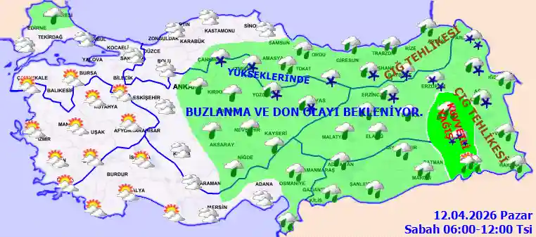 Pazar Günü Sabah hava durumu