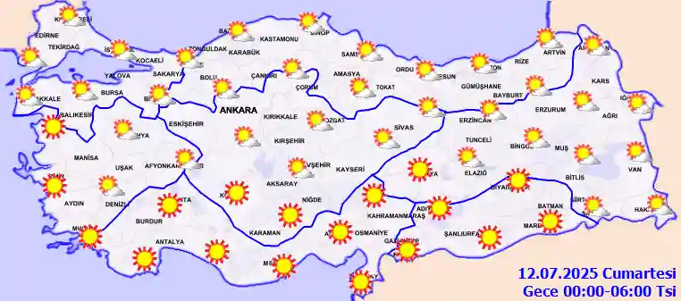 Pazar Günü Gece hava durumu