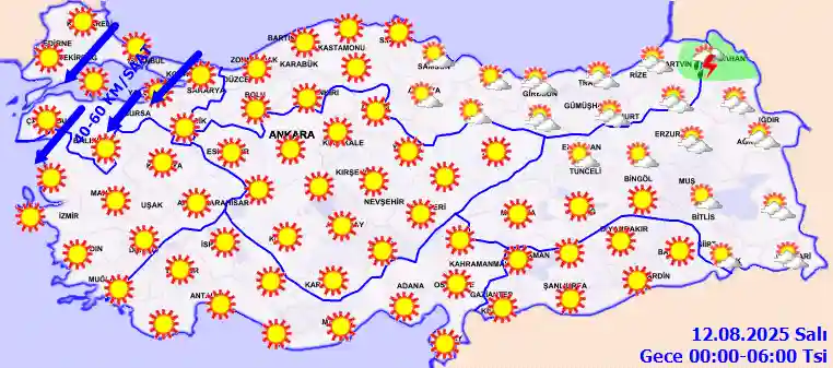 Çarşamba Günü Gece hava durumu