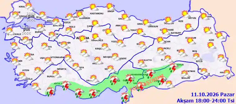 Pazartesi Günü Akşam hava durumu