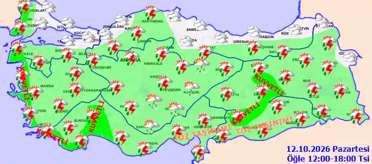 Hava durumu 12 Ekim 2026 Pazartesi günü hava nasıl olacak?