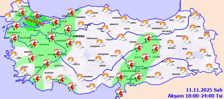 Perşembe Günü Akşam hava durumu