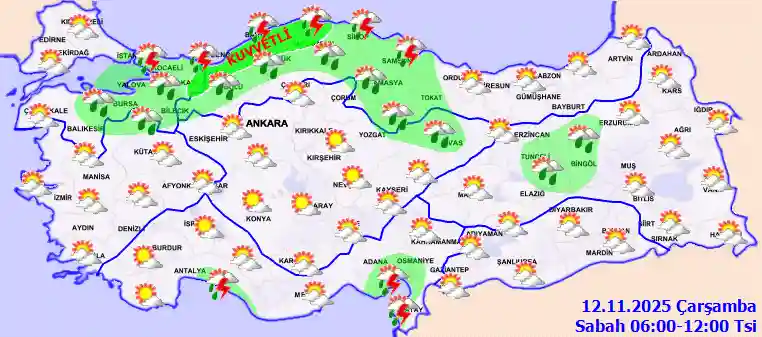 Perşembe Günü Sabah hava durumu