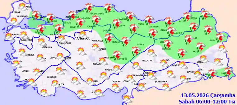 Çarşamba Günü Sabah hava durumu