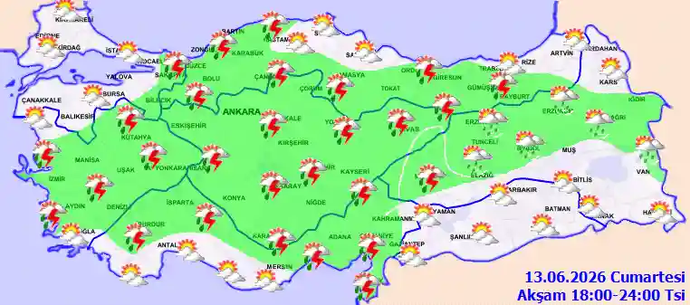 Cumartesi Günü Akşam hava durumu