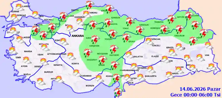 Cumartesi Günü Gece hava durumu
