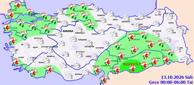 Salı Günü Gece hava durumu
