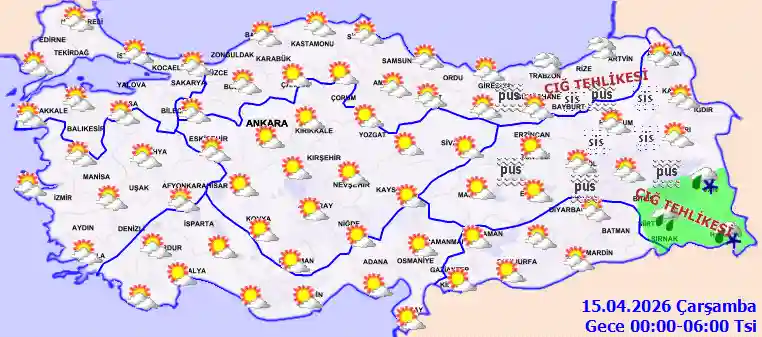 Salı Günü Gece hava durumu