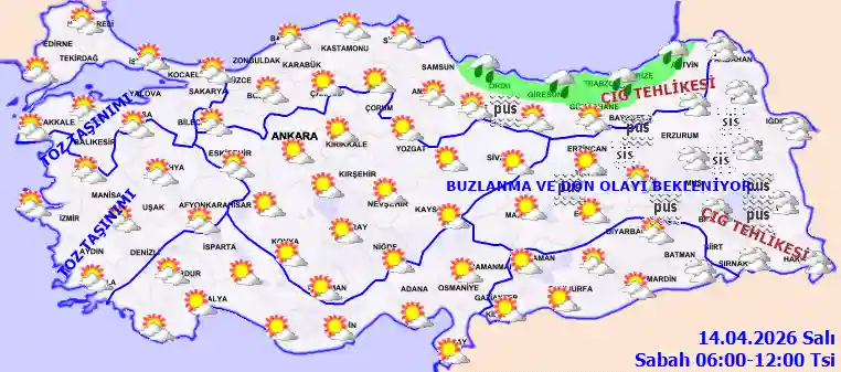 Salı Günü Sabah hava durumu