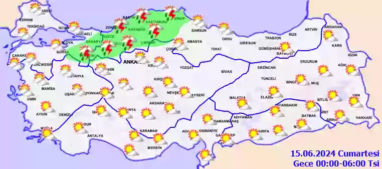 Cumartesi Günü Gece hava durumu