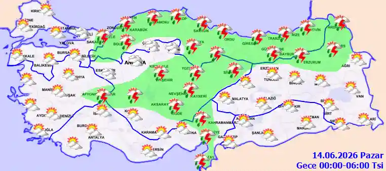 Pazar Günü Gece hava durumu