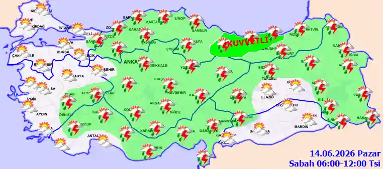 Pazar Günü Sabah hava durumu