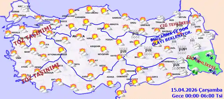Çarşamba Günü Gece hava durumu