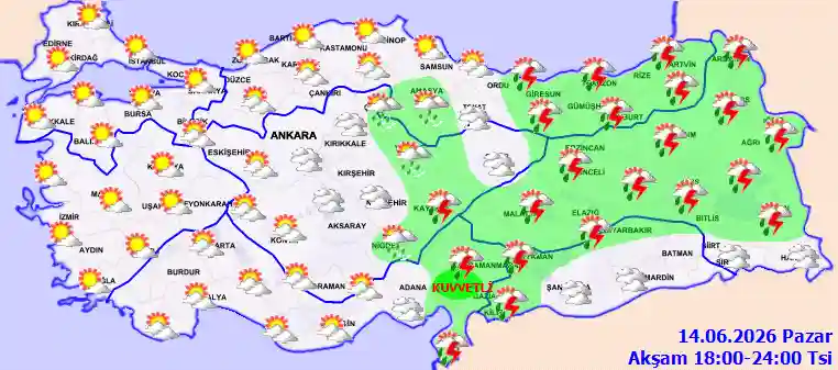 Pazartesi Günü Akşam hava durumu