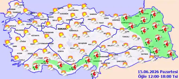 Hava durumu 15 Haziran 2026 Pazartesi günü hava nasıl olacak? Hava durumu 15 Haziran 2026 Pazartesi günü hava nasıl olacak?