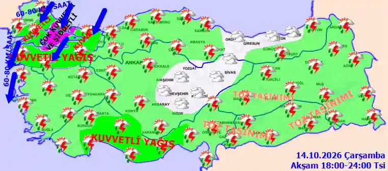Perşembe Günü Akşam hava durumu