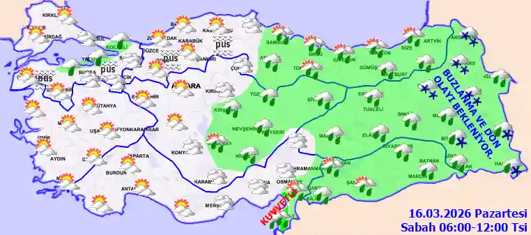 Pazartesi Günü Sabah hava durumu