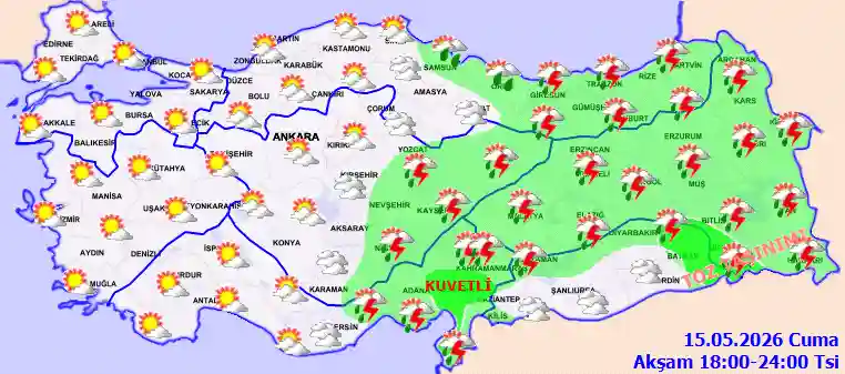 Cumartesi Günü Akşam hava durumu