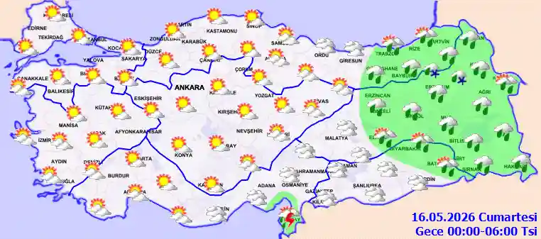 Cumartesi Günü Gece hava durumu