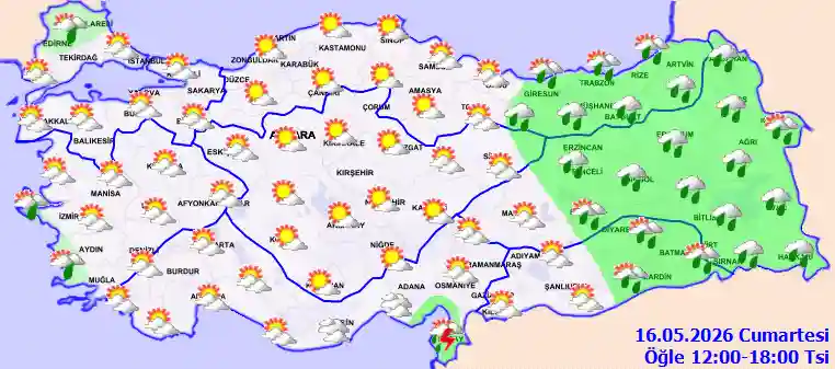 Hava durumu 16 Mayıs 2026 Cumartesi günü hava nasıl olacak?