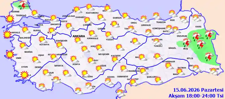 Salı Günü Akşam hava durumu