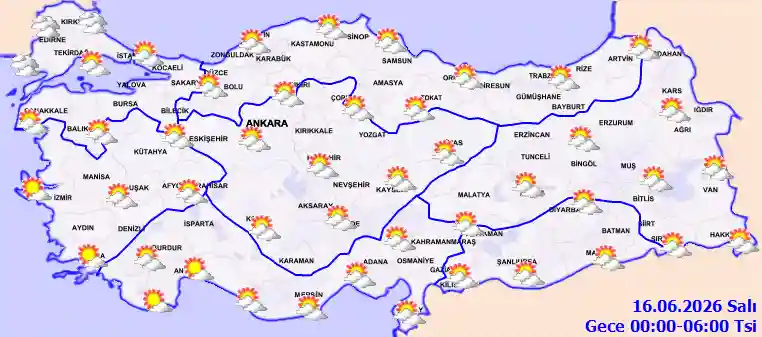 Salı Günü Gece hava durumu