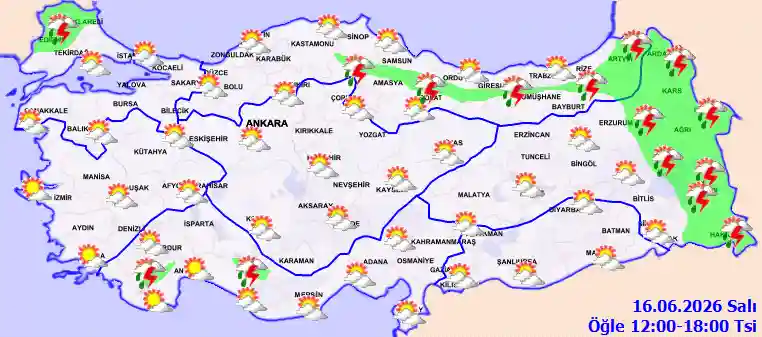 Hava durumu 16 Haziran 2026 Salı günü hava nasıl olacak?