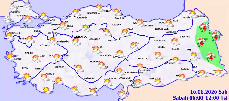 Salı Günü Sabah hava durumu