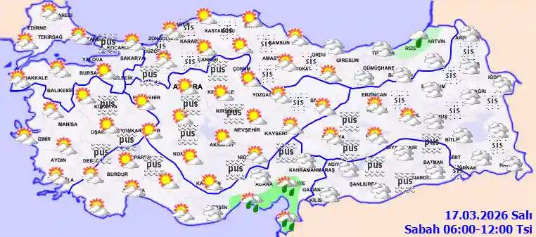 Salı Günü Sabah hava durumu