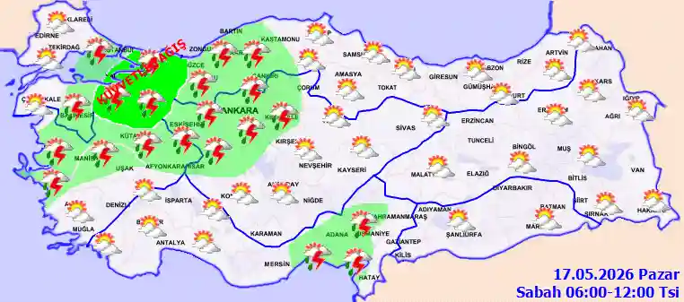 Pazar Günü Sabah hava durumu