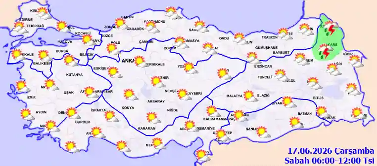 Çarşamba Günü Sabah hava durumu