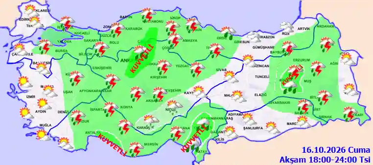 Cumartesi Günü Akşam hava durumu