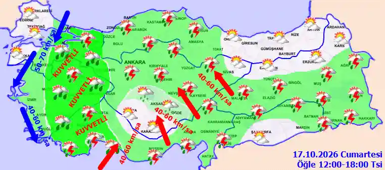 Hava durumu 17 Ekim 2026 Cumartesi günü hava nasıl olacak?