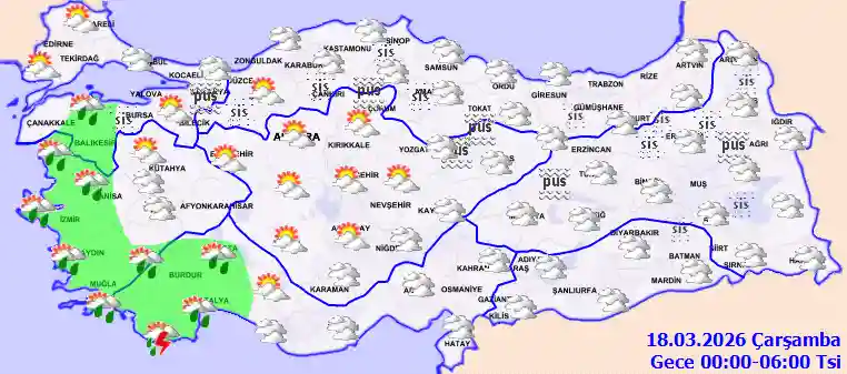 Çarşamba Günü Gece hava durumu