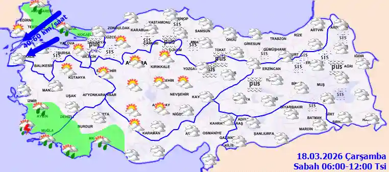Çarşamba Günü Sabah hava durumu