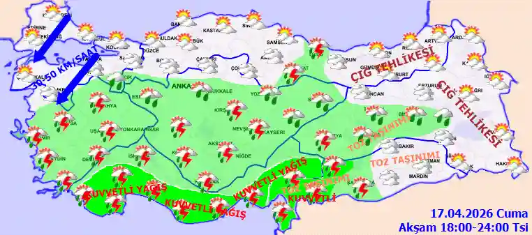 Cumartesi Günü Akşam hava durumu