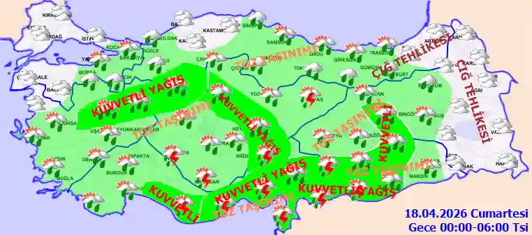 Cumartesi Günü Gece hava durumu