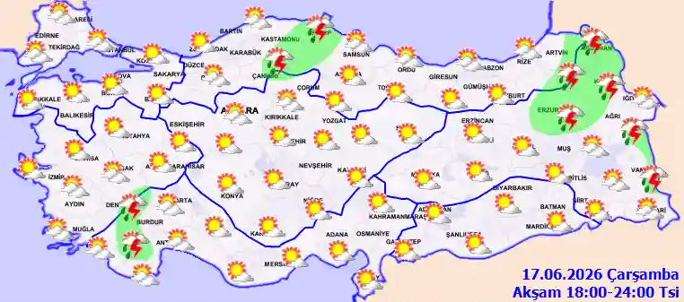 Perşembe Günü Akşam hava durumu