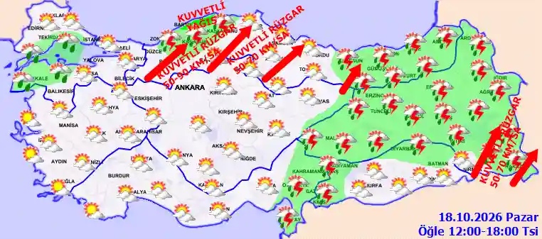 Hava durumu 18 Ekim 2026 Pazar günü hava nasıl olacak?