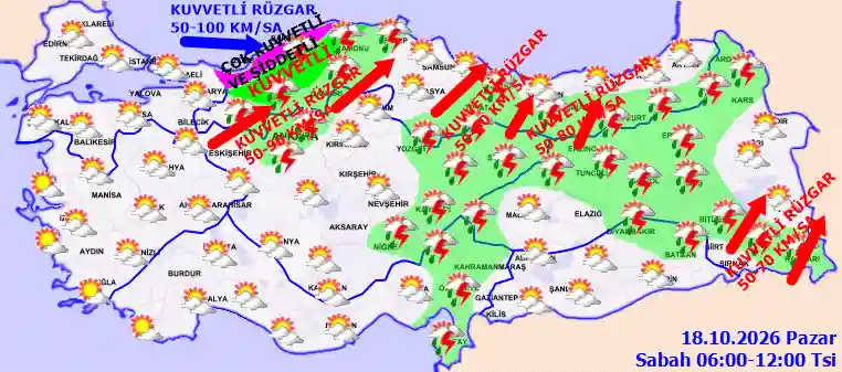 Pazar Günü Sabah hava durumu