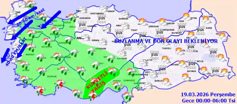 Perşembe Günü Gece hava durumu