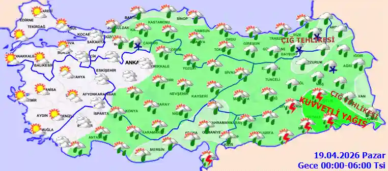 Pazar Günü Gece hava durumu