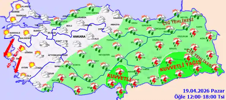 Hava durumu 19 Nisan 2026 Pazar günü hava nasıl olacak?