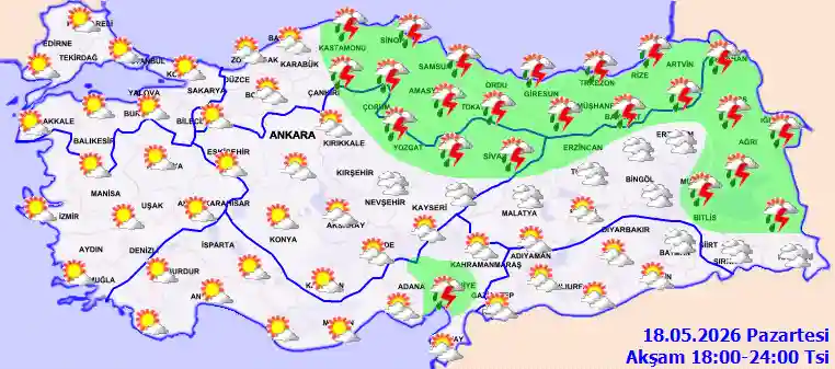 Salı Günü Akşam hava durumu