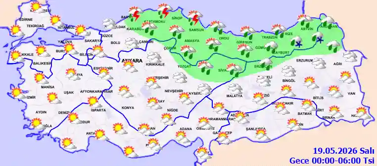 Salı Günü Gece hava durumu