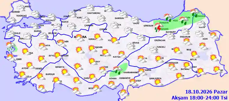Pazartesi Günü Akşam hava durumu