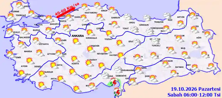 Pazartesi Günü Sabah hava durumu