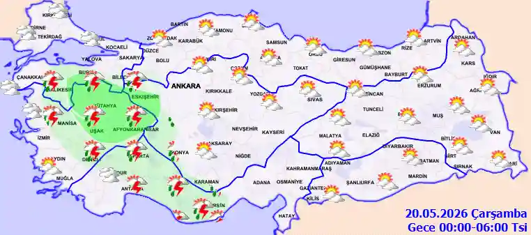 Çarşamba Günü Gece hava durumu