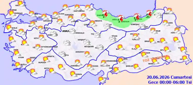 Cumartesi Günü Gece hava durumu